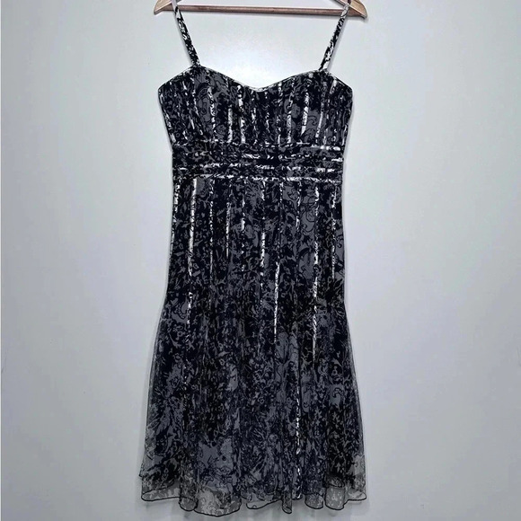 JS Collections Black Fit and Flare Tulle Corset Dress Size 8 - Picture 11 of 11